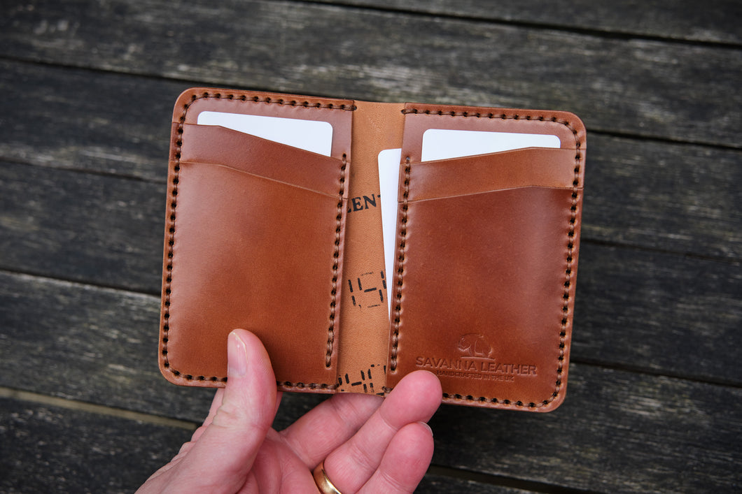 The Cambridge - Vertical bifold wallet - (Horween Shell Cordovan - Natural Glazed)