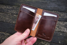 Load image into Gallery viewer, The Oxford - Vertical bifold front carry wallet - (Horween Shell Cordovan - Armagnac)
