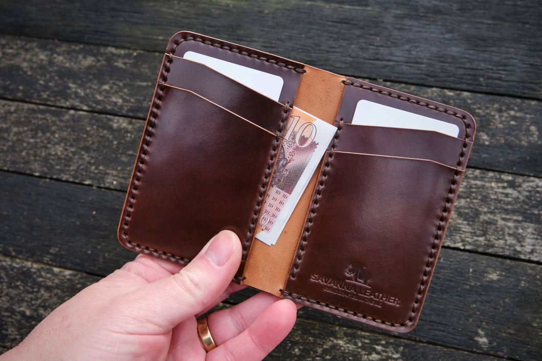 The Oxford - Vertical bifold front carry wallet - (Horween Shell Cordovan - Armagnac)