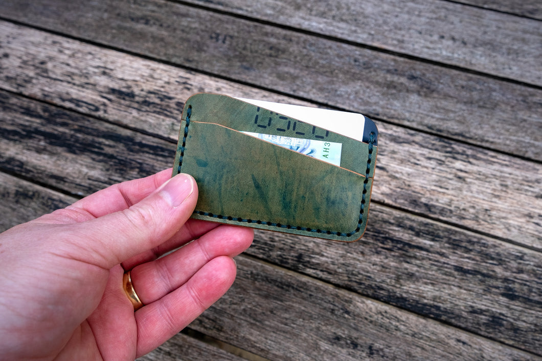 The Richmond - Cardholder wallet (Horween Shell Cordovan - Green Reverse Shell)