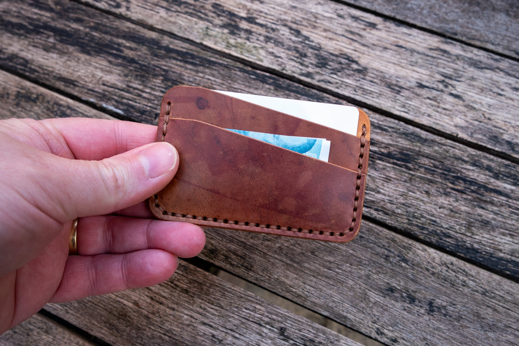 The Richmond - Cardholder wallet (Horween Shell Cordovan - Glazed Natural + Marble 8 Reverse Shell)