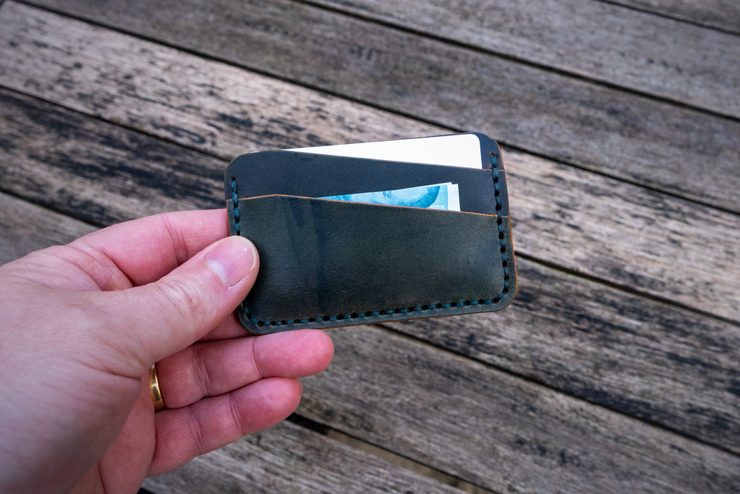 The Richmond - Cardholder wallet (Horween Shell Cordovan - Marble Black Reverse Shell)