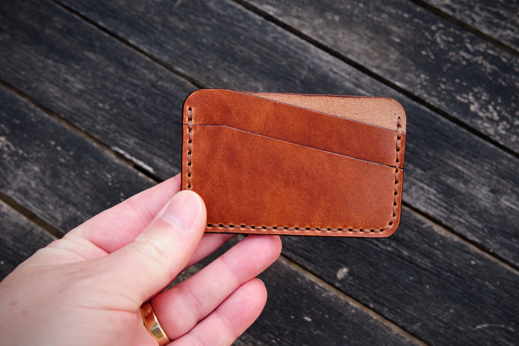 Glossy Leather Card Holder Handmade Genuine Leather Cardholder 