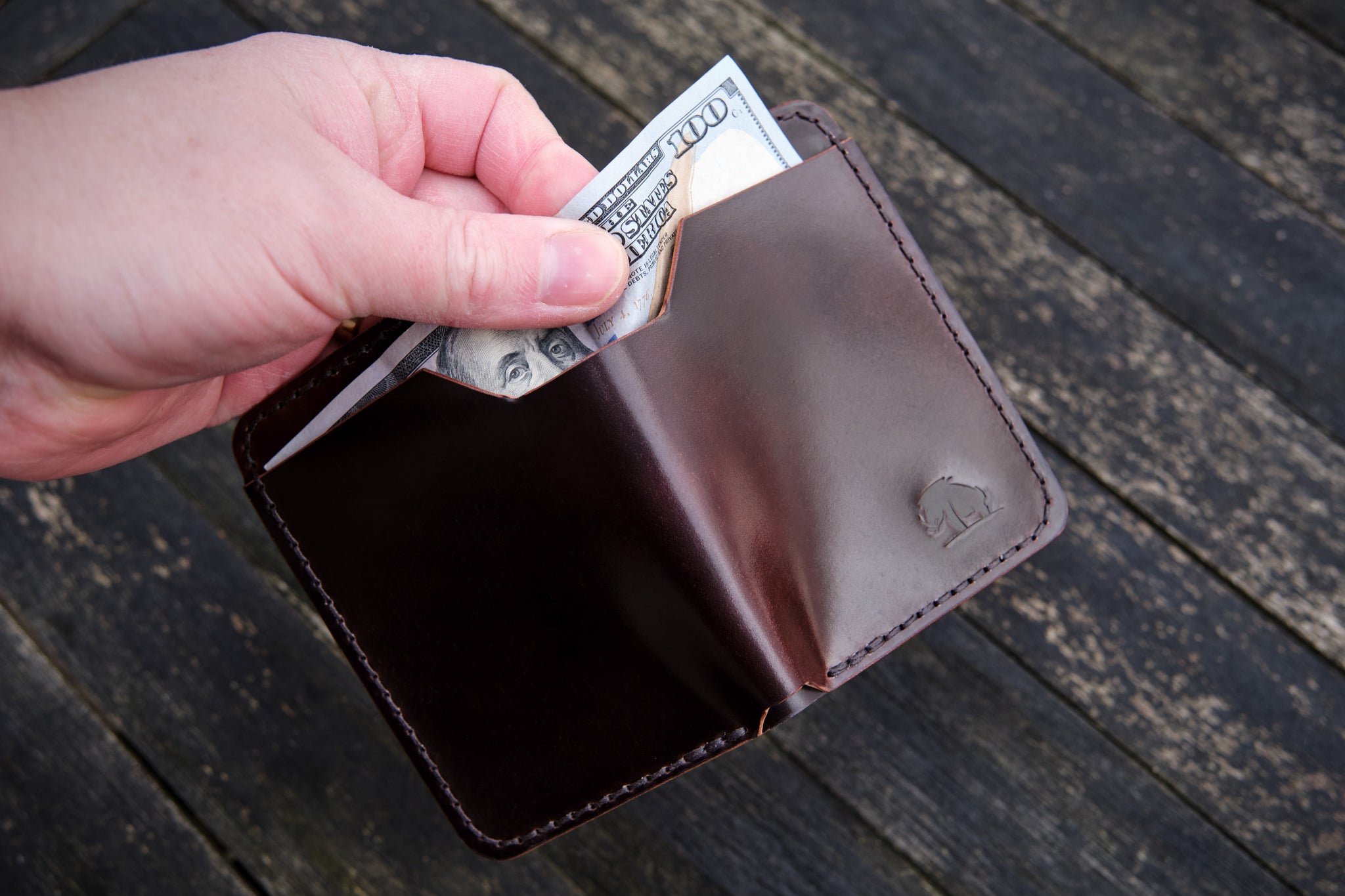 The Cambridge - Vertical bifold wallet (Horween Dublin - Natural